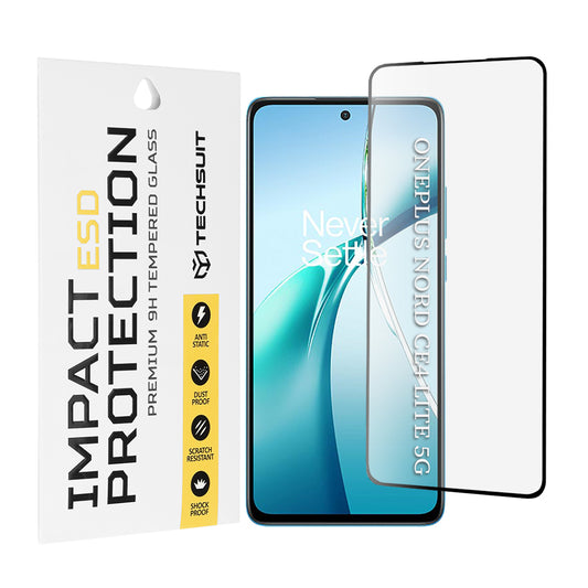 Techsuit skjermbeskyttelsesfilm for OnePlus Nord CE4 Lite, Herdet glass, Full lim, Svart