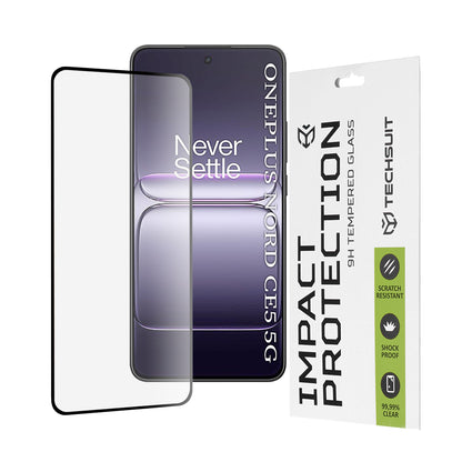 Techsuit skjermbeskyttelse for OnePlus Nord CE5, Herdet glass, Full lim, 111D, Svart