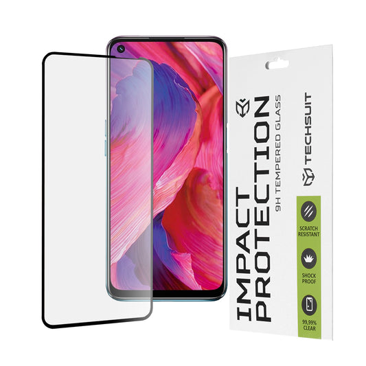 Techsuit skjermbeskyttelsesfilm for OnePlus Nord N200 5G / Oppo A74 5G / A54 5G, Herdet glass, Full lim, 111D, Svart