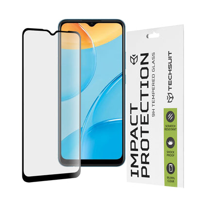 Techsuit skjermbeskyttelsesfilm for Oppo A16s / A54s / A16 / A15s / A15, Herdet glass, Full lim, 111D, Svart