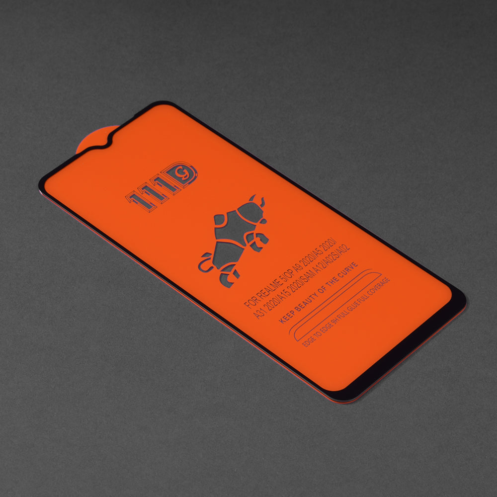 Techsuit skjermbeskyttelsesfilm for Oppo A16s / A54s / A16 / A15s / A15, Herdet glass, Full lim, 111D, Svart