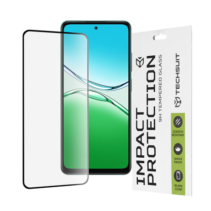 Techsuit skjermbeskyttelse for Oppo A5 4G, Herdet glass, Full lim, 111D, Svart