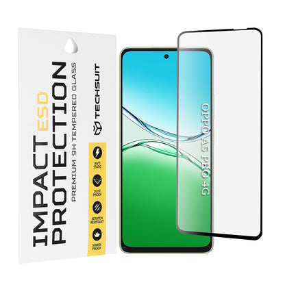 Techsuit skjermbeskyttelsesfilm for Oppo A5 Pro 4G / A5 Pro, Herdet glass, Full lim, Svart