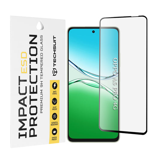 Techsuit skjermbeskyttelsesfilm for Oppo A5 Pro 4G / A5 Pro, Herdet glass, Full lim, Svart
