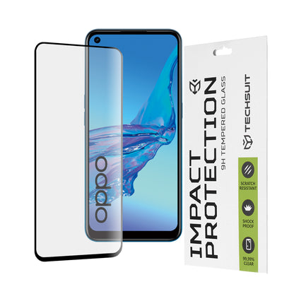 Techsuit skjermbeskyttelsesfilm for Oppo A53s / A53 4G, Herdet glass, Full lim, 111D, Svart