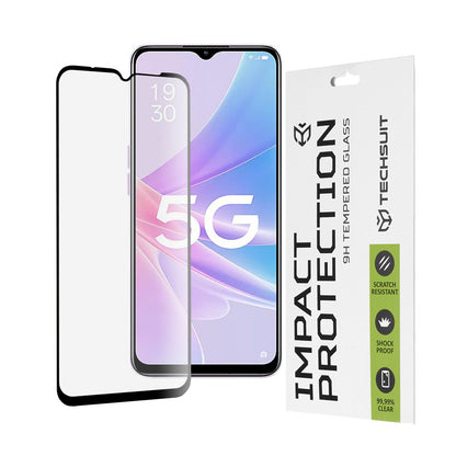 Techsuit skjermbeskyttelsesfilm for Oppo A58 5G / A78 5G, Herdet glass, Full lim, 111D, Svart