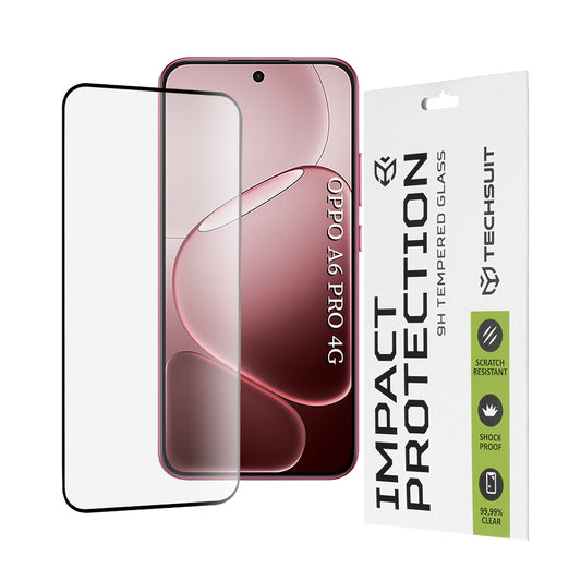 Beskyttelsesfolie Techsuit skjermbeskytter for Oppo A6 Pro 5G / A6 Pro 4G, Herdet glass, Full lim, 111D, Svart