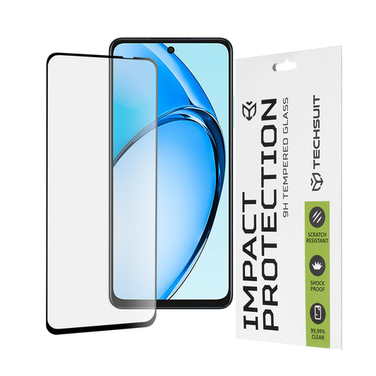 Techsuit skjermbeskyttelse for Oppo A60, Herdet glass, Full lim, 111D, Svart