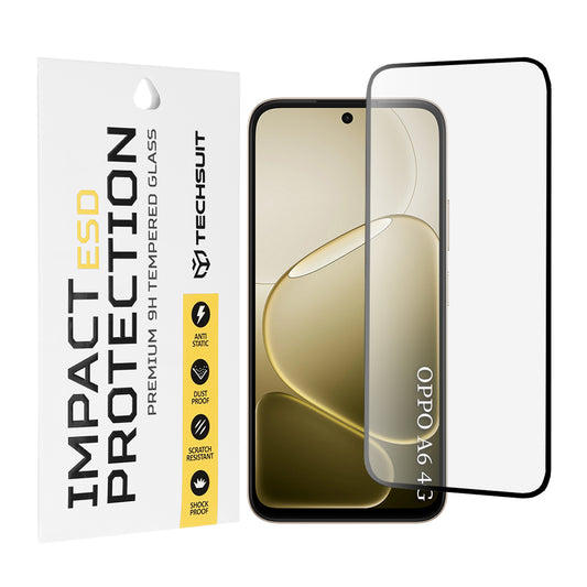 Beskyttelsesfilm Techsuit-skjerm for Oppo A6x 4G / A6x / A6 4G, Herdet glass, Full lim, Svart