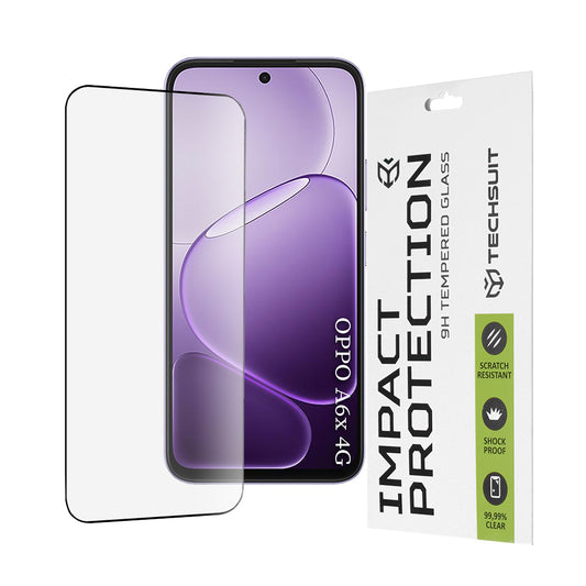 Skjermbeskyttelsesfolie Techsuit for Oppo A6x 4G / A6x, Herdet glass, Full lim, 111D, Svart