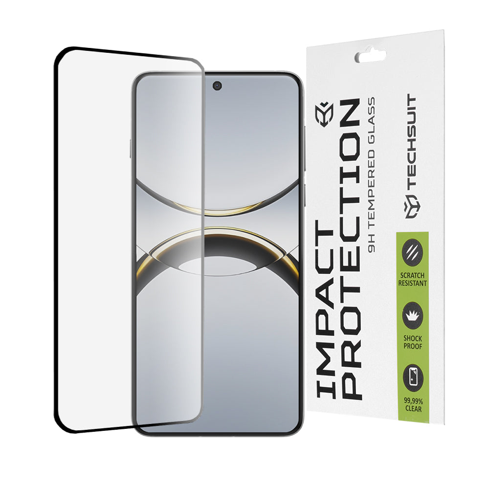 Techsuit skjermbeskyttelse for Oppo Find X8 Pro, Herdet glass, Full lim, 111D, Svart