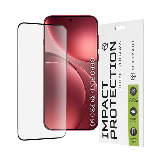 Skjermbeskyttelsesfolie Techsuit for Oppo Find X9 Pro, Herdet Glass, Full Glue, 111D, Svart