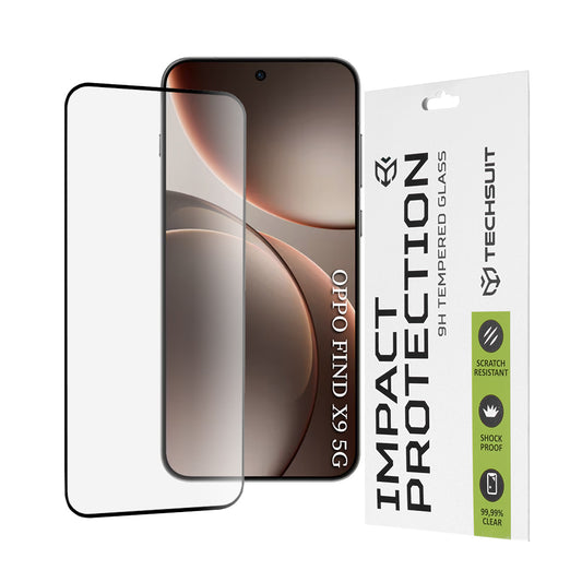 Skjermbeskytter Techsuit for Oppo Find X9, Herdet Glass, Full Glue, 111D, Svart