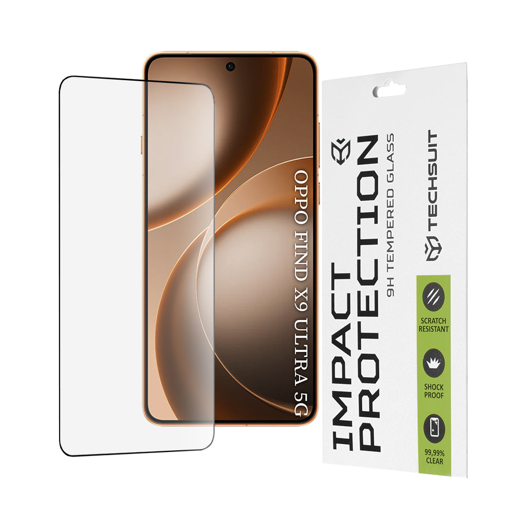 Techsuit skjermbeskyttelsesfilm for Oppo Find X9 Ultra, Herdet glass, Full lim, 111D, Svart