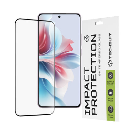Techsuit skjermbeskyttelse for Oppo Reno11 F, Herdet glass, Full lim, 111D, Svart