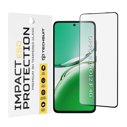 Techsuit skjermbeskyttelsesfilm for Oppo Reno12 FS 5G / Reno12 FS 4G / Reno12 F 4G / Reno12 F, Herdet glass, Full lim, Svart