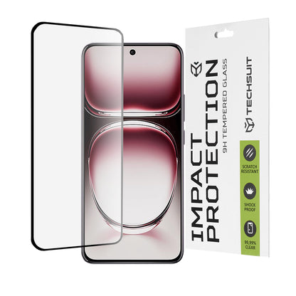 Techsuit skjermbeskyttelsesfilm for Oppo Reno12 Pro, Herdet glass, Full lim, 111D, Svart