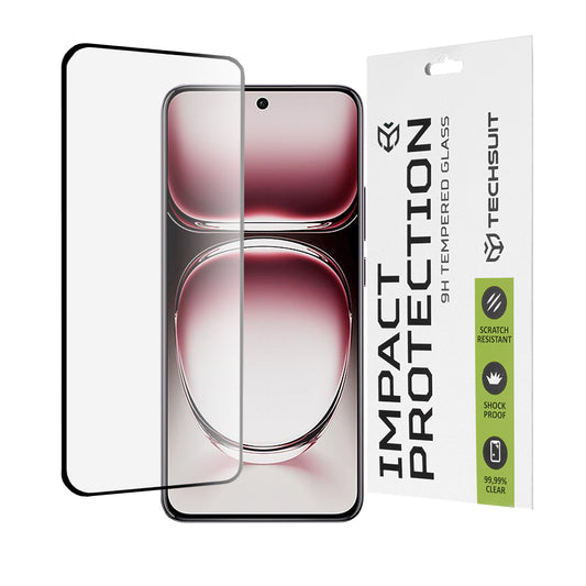 Techsuit skjermbeskyttelsesfilm for Oppo Reno12 Pro, Herdet glass, Full lim, 111D, Svart