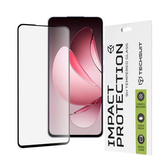 Techsuit skjermbeskyttelsesfilm for Oppo Reno13 FS 5G / Reno13 F 4G / Reno13 F, Herdet glass, Full lim, 111D, Svart