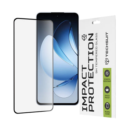 Techsuit skjermbeskyttelse for Oppo Reno13, Herdet glass, Full lim, 111D, Svart