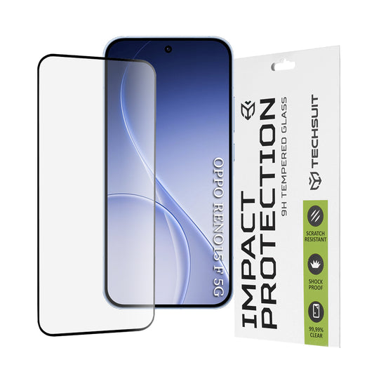 Skjermbeskyttelsesfolie Techsuit for Oppo Reno15 FS / Reno15 F, Herdet glass, Full lim, 111D, Svart