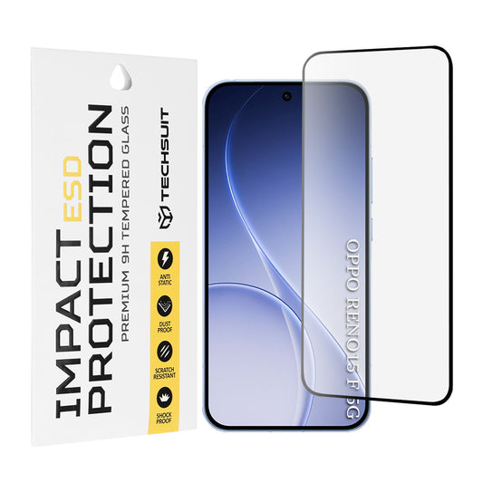 Techsuit skjermbeskyttelsesfilm for Oppo Reno15 FS / Reno15 F, Herdet glass, Full lim, Svart