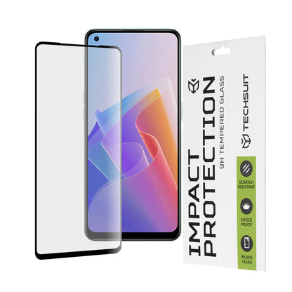 Techsuit skjermbeskyttelsesfilm for Oppo Reno8 Lite / Reno7 / Reno7 Lite / Oneplus Nord N20 5G, Herdet glass, Full lim, 111D, Svart