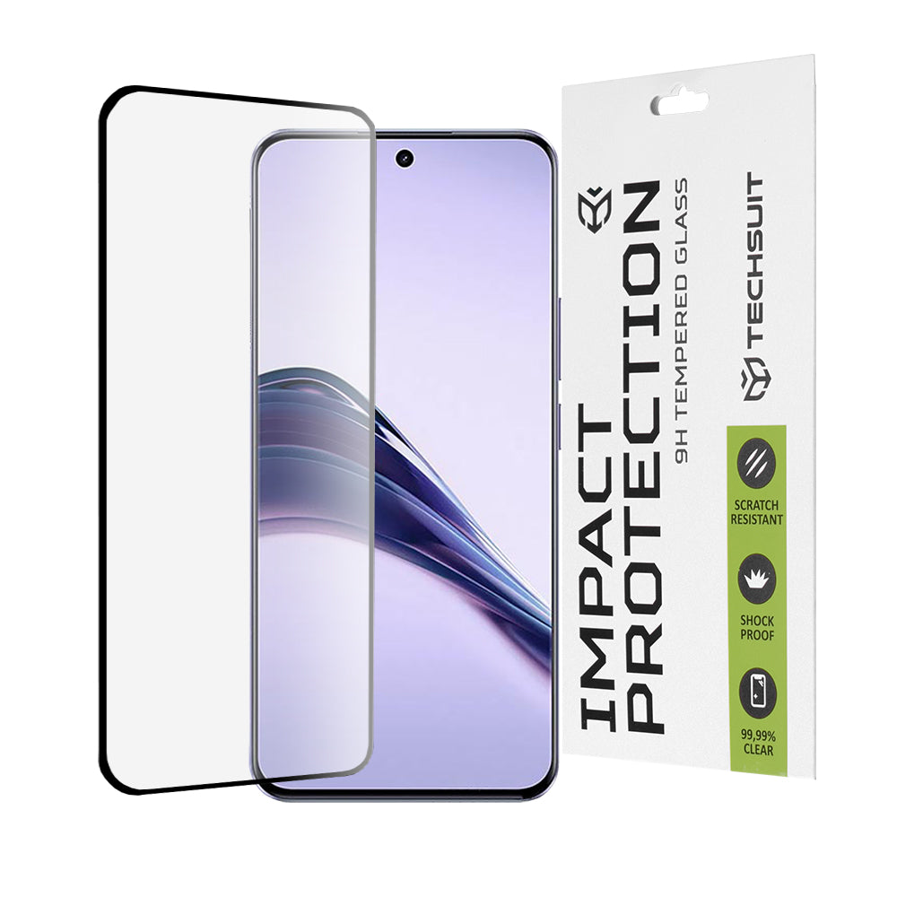 Techsuit skjermbeskyttelse for Realme 13 Pro / 13 Pro+, Herdet glass, Full lim, 111D, Svart