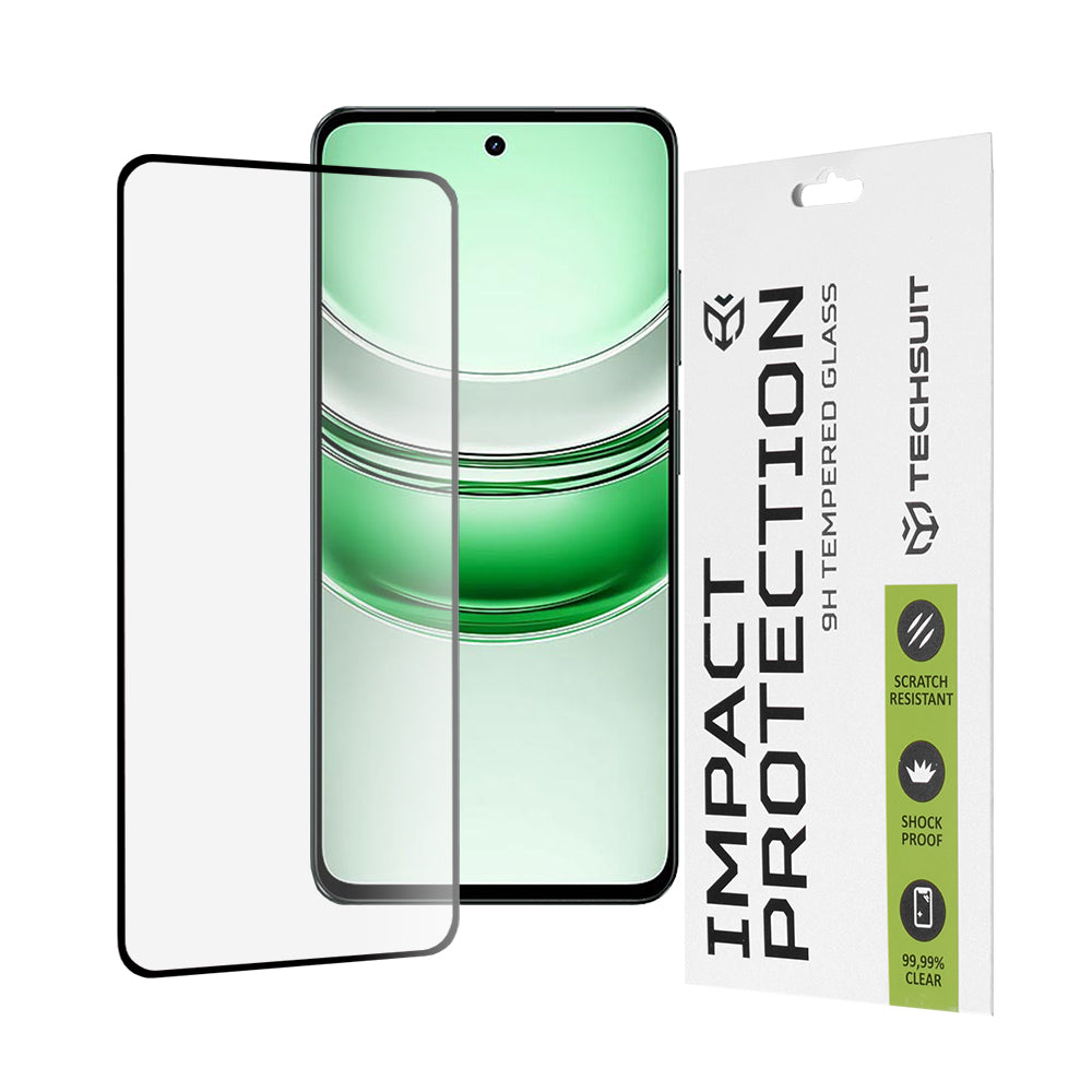 Techsuit skjermbeskyttelse for Realme C71, herdet glass, full lim, 111D, svart