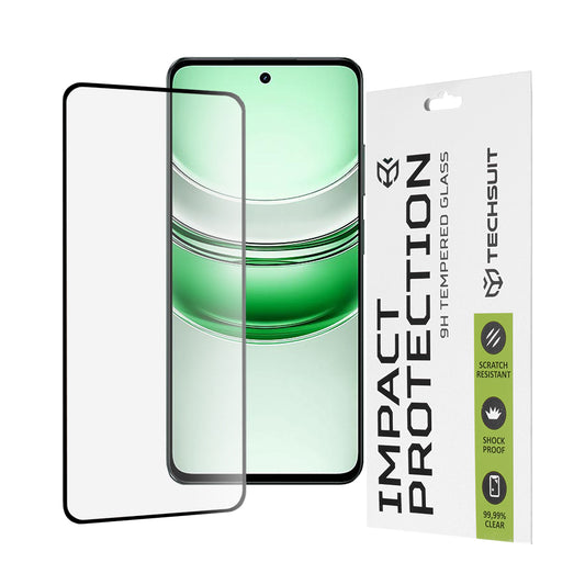 Techsuit skjermbeskyttelse for Realme C71, herdet glass, full lim, 111D, svart