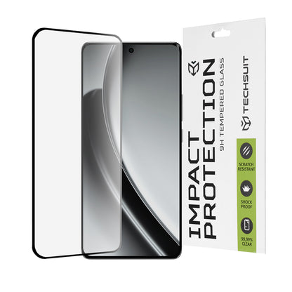 Techsuit skjermbeskyttelsesfilm for Realme GT 6T / GT 6, Herdet glass, Full lim, 111D, Svart