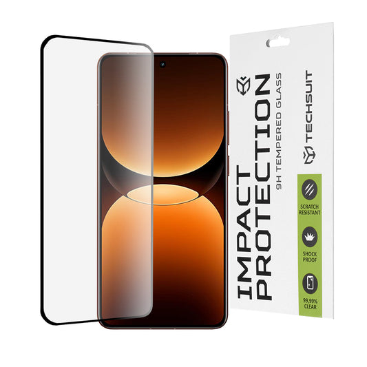 Techsuit skjermbeskyttelsesfilm for Realme GT 7 Pro, Herdet glass, Full lim, 111D, Svart