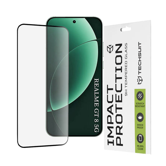 Beskyttelsesfilm Techsuit skjermbeskytter for Realme GT 8 Pro, Herdet glass, 111D, Svart
