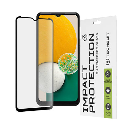 Techsuit skjermbeskyttelsesfilm for Samsung Galaxy A04 A045 / A04s A047 / A13 5G A136, Herdet glass, Full lim, 111D, Svart