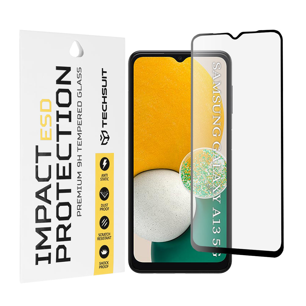 Techsuit skjermbeskyttelsesfilm for Samsung Galaxy A04 A045 / A04s A047 / A13 5G A136, Herdet glass, Full lim, Svart