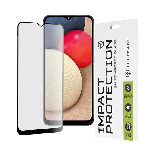 Techsuit skjermbeskyttelsesfilm for Samsung Galaxy A04e A042 / M04 M045 / A03 A035 / A03 Core A032, Herdet glass, Full lim, 111D, Svart