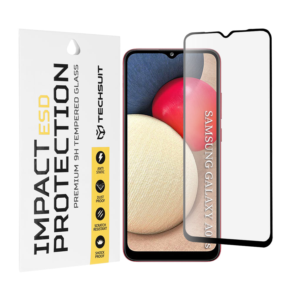 Techsuit skjermbeskyttelsesfilm for Samsung Galaxy A04e A042 / M04 M045 / A03 A035 / A03 Core A032, Herdet glass, Full lim, Svart