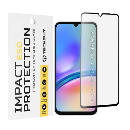 Techsuit skjermbeskyttelsesfilm for Samsung Galaxy A05s A057, Herdet glass, Full lim, Svart