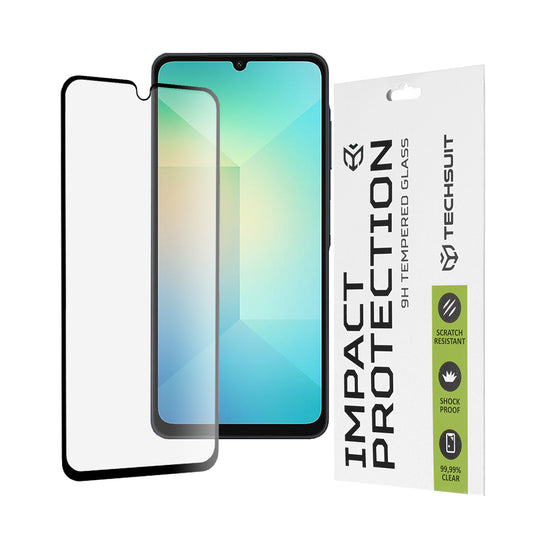 Techsuit skjermbeskyttelse for Samsung Galaxy A06 A065, Herdet glass, Full lim, 111D, Svart