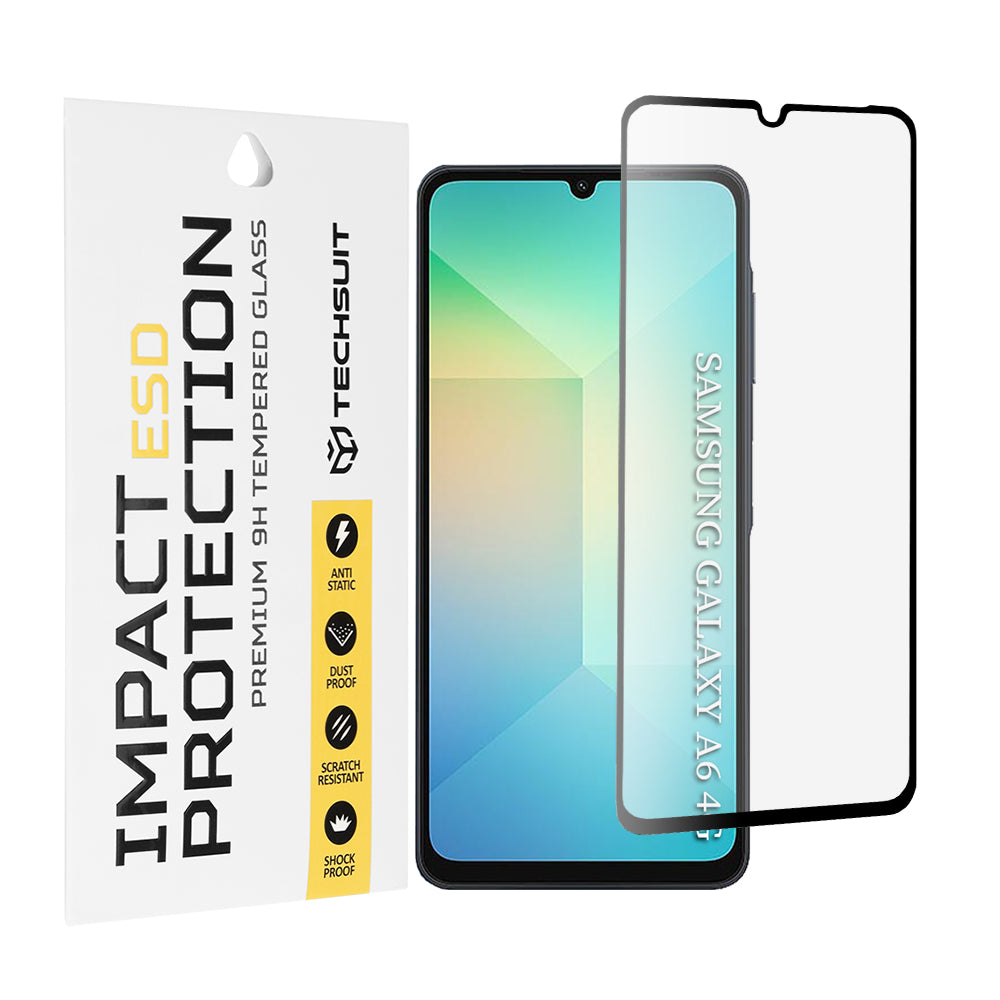 Techsuit skjermbeskyttelsesfilm for Samsung Galaxy A06 A065, Herdet glass, Full lim, Svart