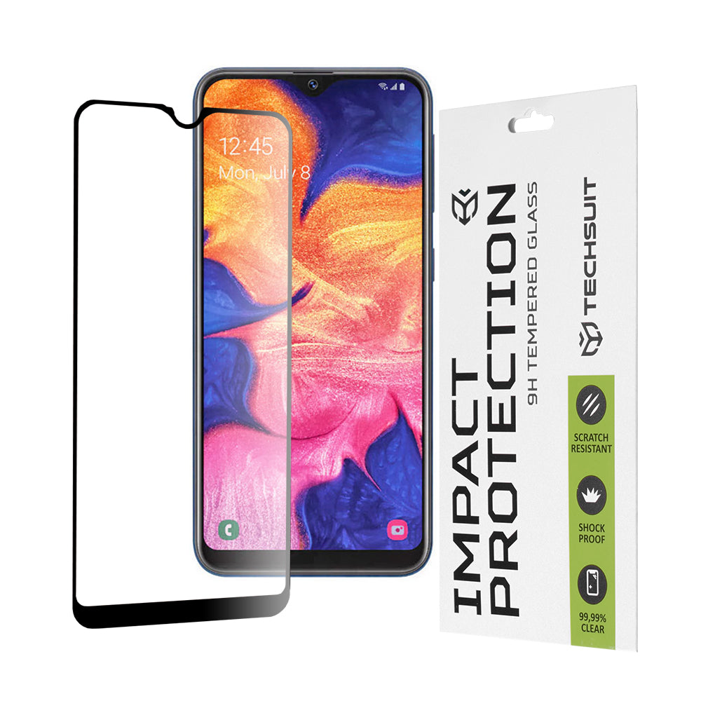 Techsuit skjermbeskyttelsesfilm for Samsung Galaxy A10e A102 / A20e A202, Herdet glass, Full lim, 111D, Svart
