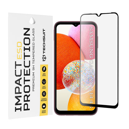 Techsuit skjermbeskyttelsesfilm for Samsung Galaxy A14 A145 / A14 5G A146, Herdet glass, Full lim, Svart