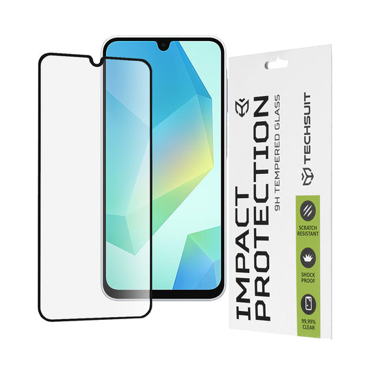 Techsuit skjermbeskyttelsesfilm for Samsung Galaxy A17 4G / A17 5G / A16 5G A166 / A16 4G A165, Herdet glass, Full lim, 111D, Svart