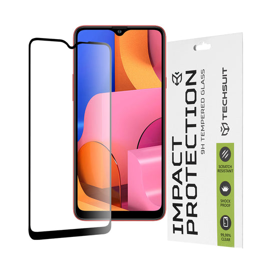 Techsuit skjermbeskyttelse for Samsung Galaxy A20s A207, Herdet glass, Full lim, 111D, Svart