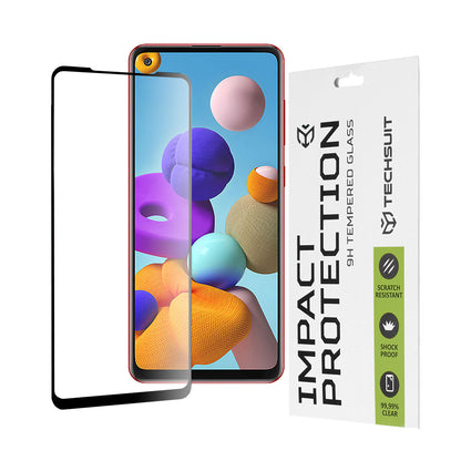 Techsuit skjermbeskyttelsesfilm for Samsung Galaxy A21s A217 / A21 A215, Herdet glass, Full lim, 111D, Svart