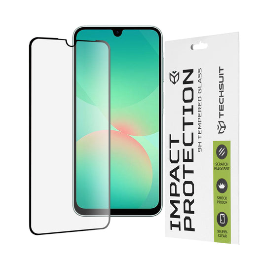 Techsuit skjermbeskyttelsesfilm for Samsung Galaxy A26 A266, Herdet glass, Full lim, 111D, Svart