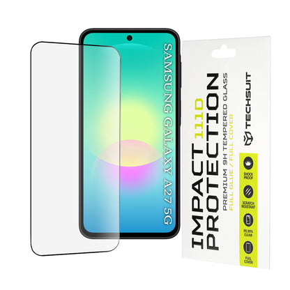 Techsuit skjermbeskyttelsesfilm for Samsung Galaxy A27 5G, Herdet glass, Full lim, 111D, Svart