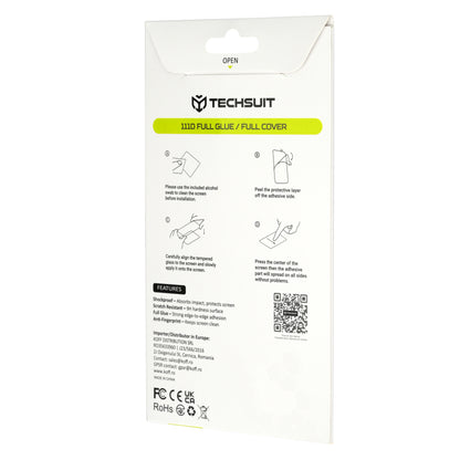 Techsuit skjermbeskyttelsesfilm for Samsung Galaxy A27 5G, Herdet glass, Full lim, 111D, Svart