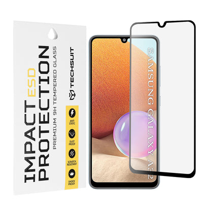 Techsuit skjermbeskyttelsesfilm for Samsung Galaxy A32 A325, Herdet glass, Full lim, Svart