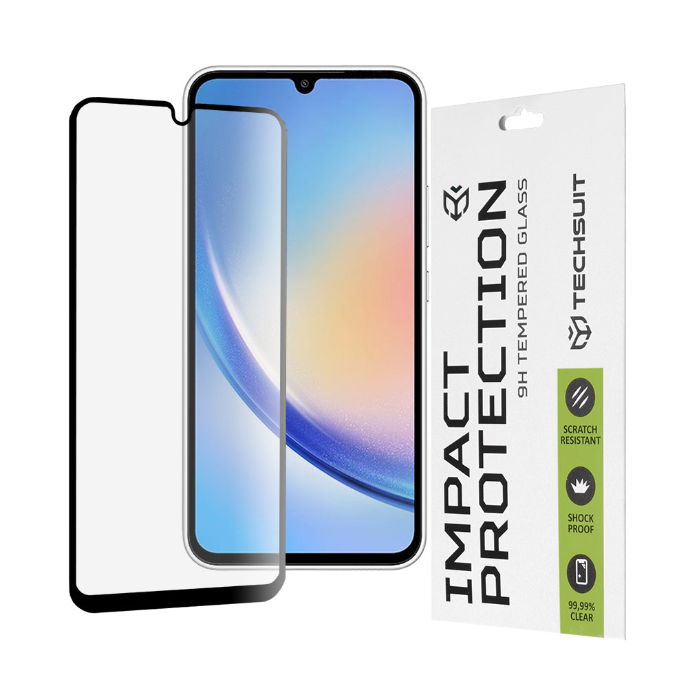 Techsuit skjermbeskyttelsesfilm for Samsung Galaxy A34 A346, Herdet glass, Full lim, 111D, Svart